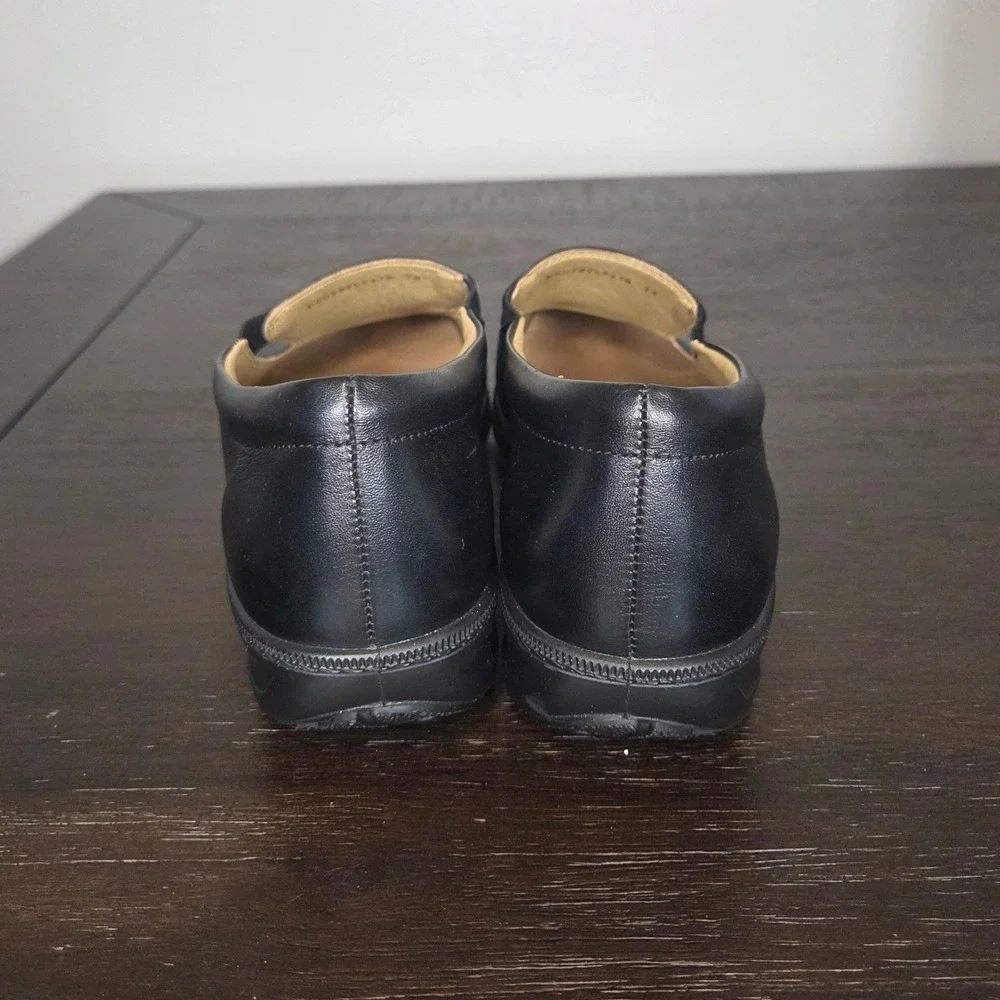 Hotter Black Leather Loafers Womens 10 EU 42 Comfort Walking Slip On Shoes